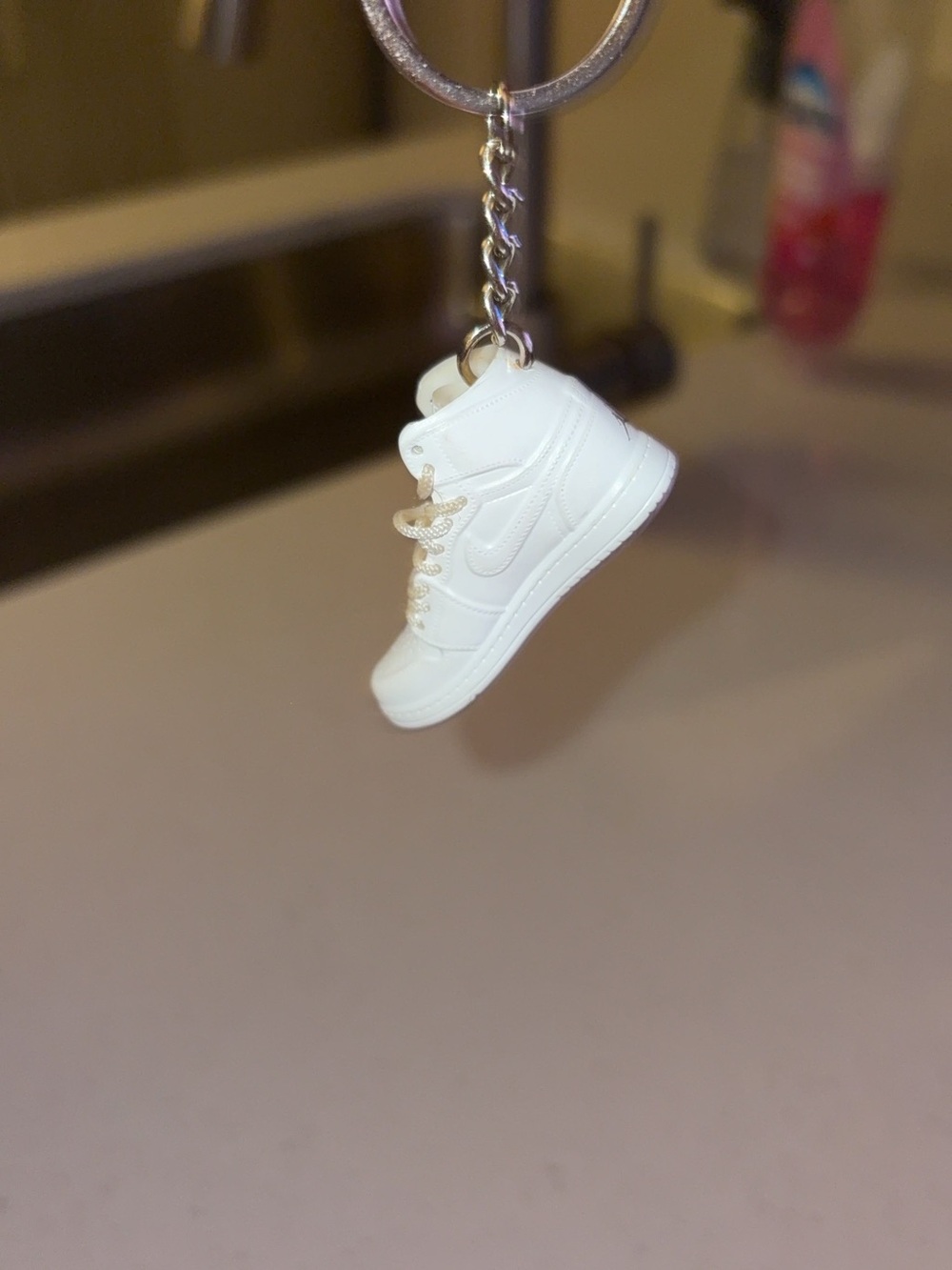 Nike White Kids High-Top Sneaker Keychain